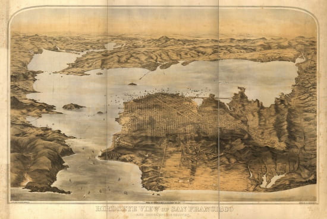 Old Map of San Francisco California 1876 San Mateo County Canvas Art -  (18 x 24)