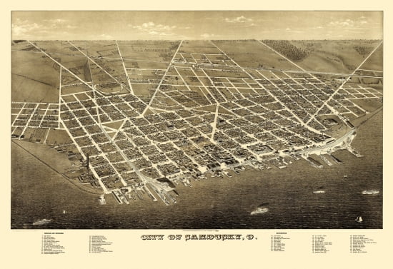 Old Map of Sandusky Ohio 1883 Erie County Canvas Art - (18 x 24)