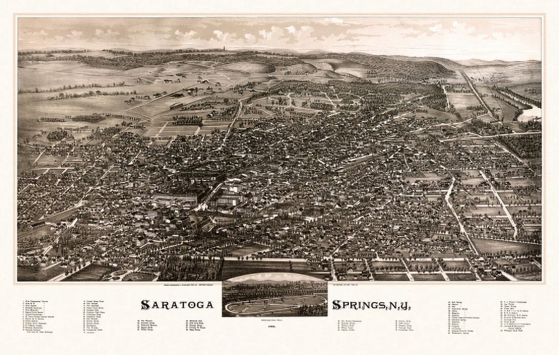 Old Map of Saratoga Springs New York 1888 Saratoga County Canvas Art - (24 x 36)