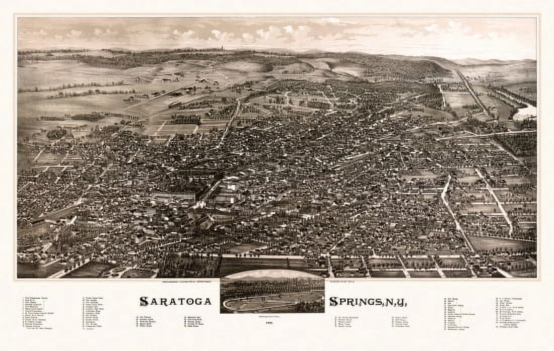 Old Map of Saratoga Springs New York 1888 Saratoga County Canvas Art - (36 x 54)