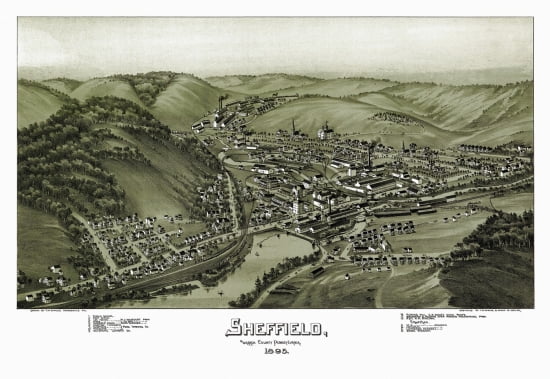 Old Map of Sheffield Pennsylvania 1895 Warren County Canvas Art - (18 x 24)