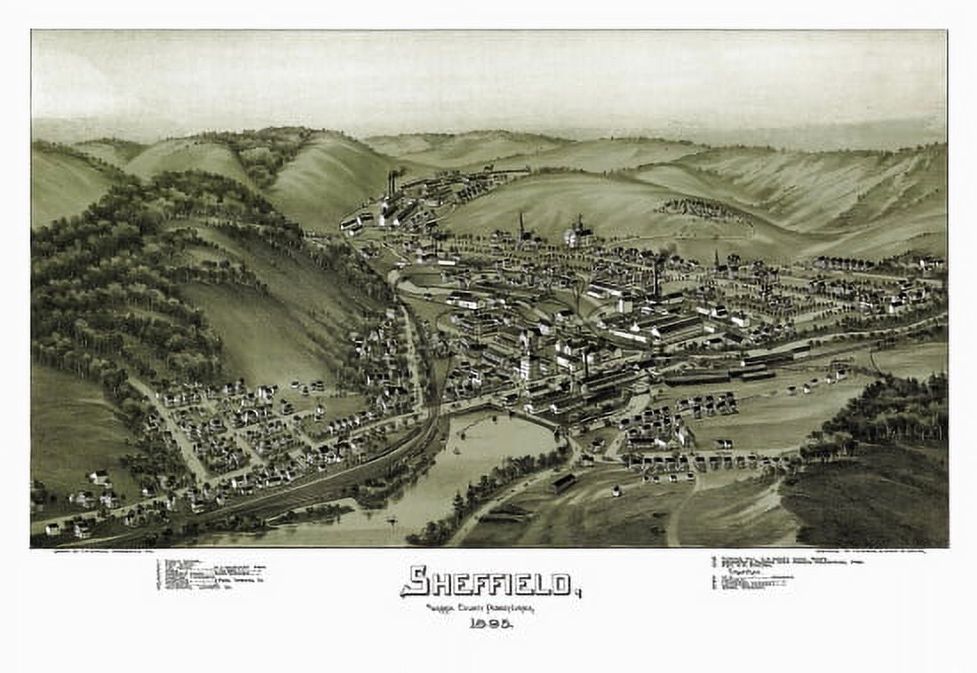 Old Map of Sheffield Pennsylvania 1895 Warren County Canvas Art - (24 x 36)