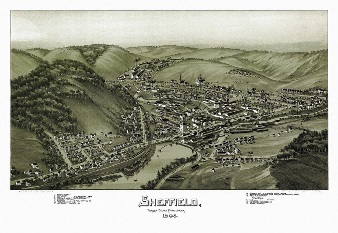 Old Map of Sheffield Pennsylvania 1895 Warren County Canvas Art - (36 x 54)
