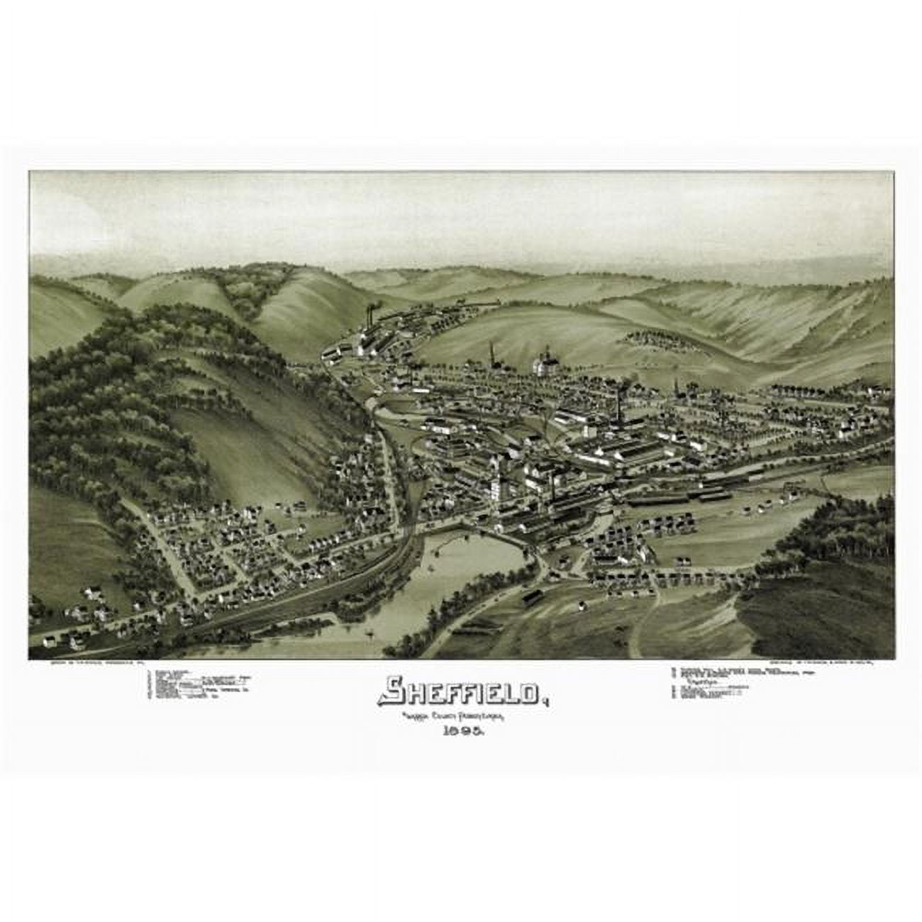 Old Map of Sheffield Pennsylvania 1895 Warren County Poster Print 18 x ...