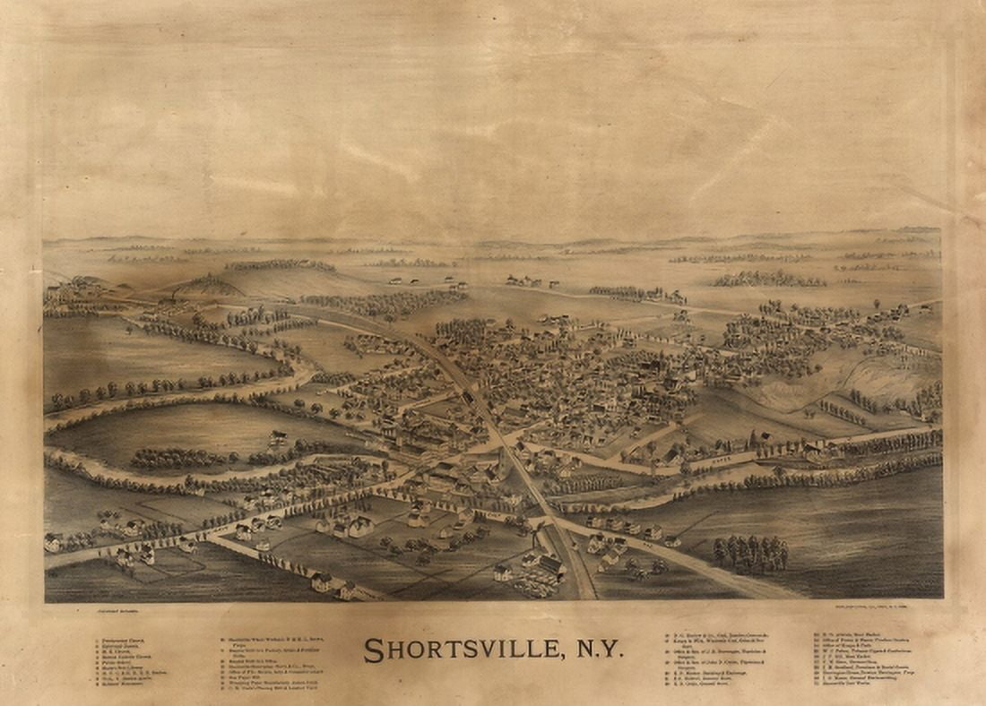 Old Map of Shortsville New York 1892 Ontario County Canvas Art - (24 x 36)
