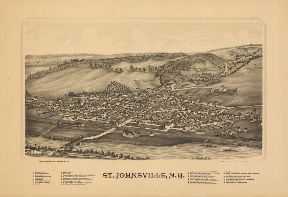 Old Map of St Johnsville New York 1890 Montgomery County Canvas Art - (18 x 24)