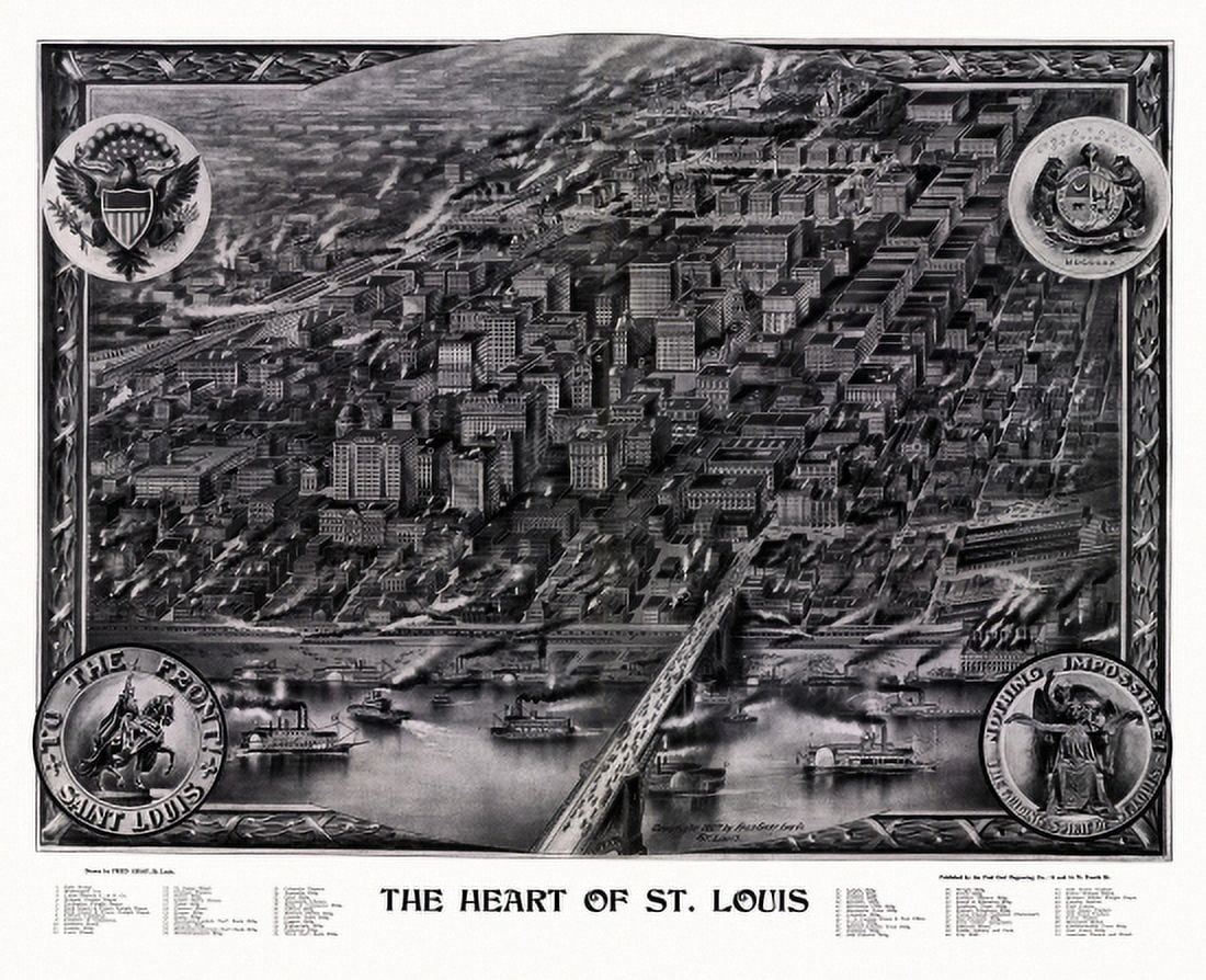 Old Map of St Louis Missouri 1907 St Louis County Canvas Art - (36 x 54)