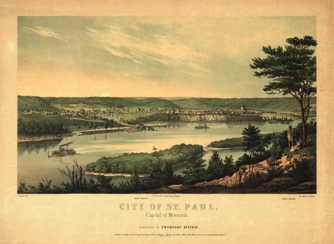 Old Map of St Paul Minnesota 1853 Dakota County Canvas Art -  (36 x 54)