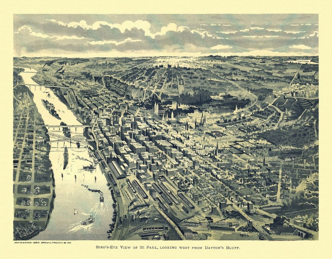 Old Map of St Paul Minnesota 1893 Dakota County Canvas Art - (36 x 54)