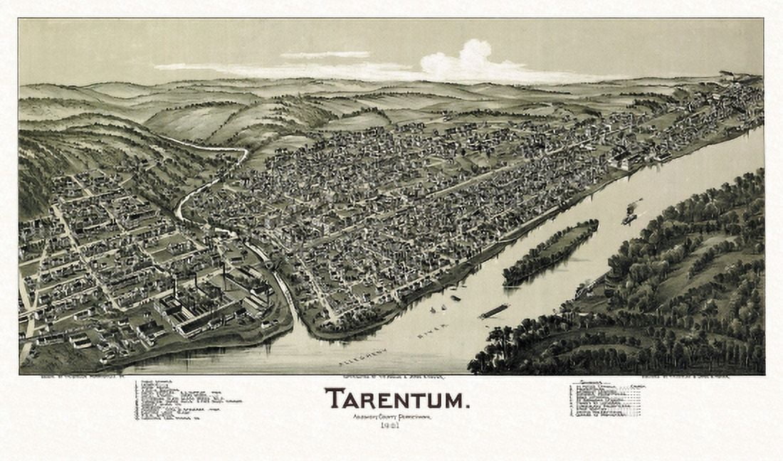 Old Map of Tarentum Pennsylvania 1901 Allegheny County Canvas Art - (18 x 24)