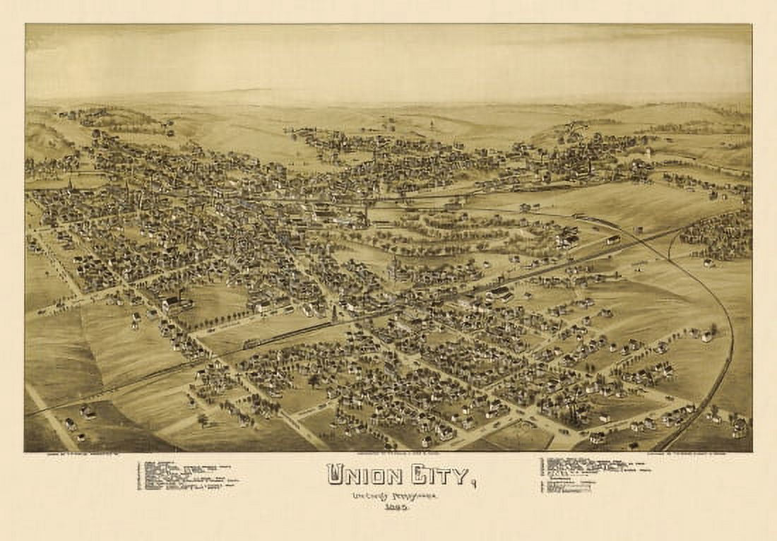 Old Map of Union City Pennsylvania 1895 Erie County Canvas Art - (18 x 24)
