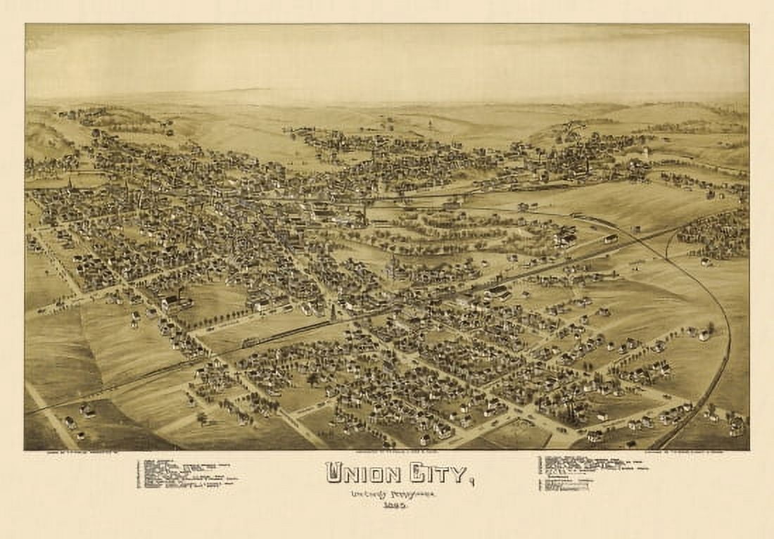 Old Map of Union City Pennsylvania 1895 Erie County Canvas Art - (24 x 36)
