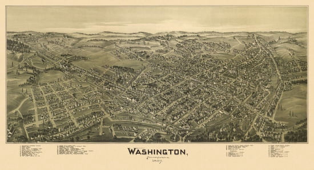 Old Map of Washington Pennsylvania 1897 Butler County Canvas Art - (36 x 54)