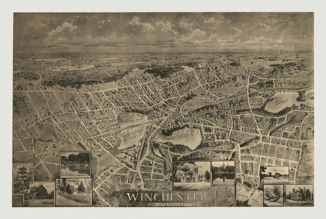 Old Map of Winchester Massachusetts 1898 Middlesex County Canvas Art - (18 x 24)