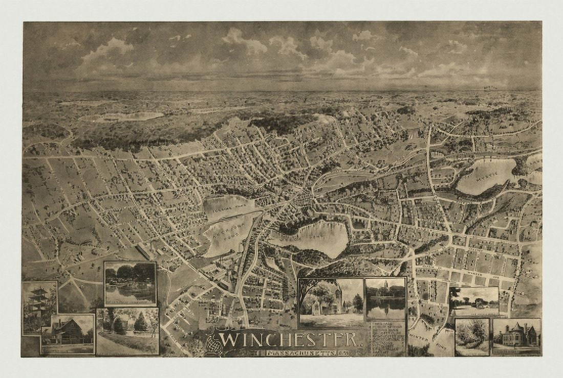 Old Map of Winchester Massachusetts 1898 Middlesex County Canvas Art -  (24 x 36)