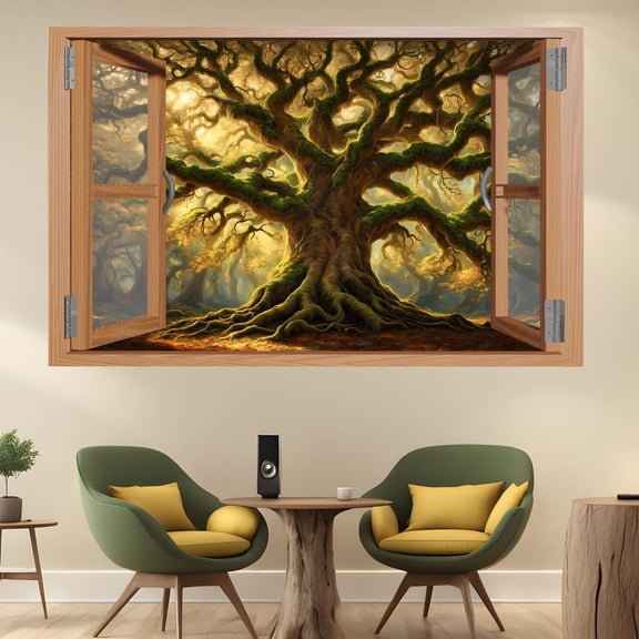 Old Massive Oak Tree In Forest Wall Art, Unframed Paper Poster 8x10in