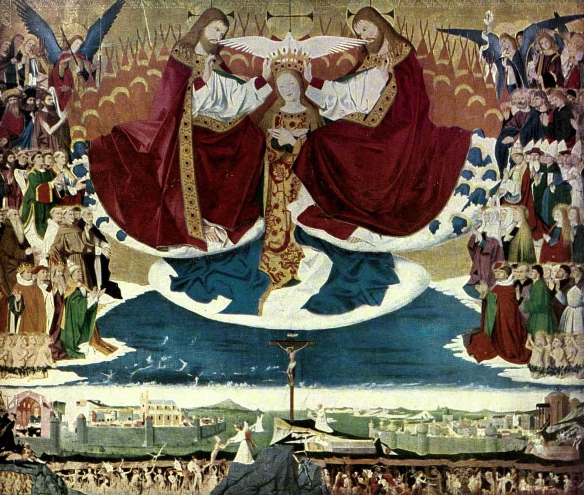 Old Masters 1900 Coronation of Mary Canvas Art - Enguerrand Charonton (18 x 24)