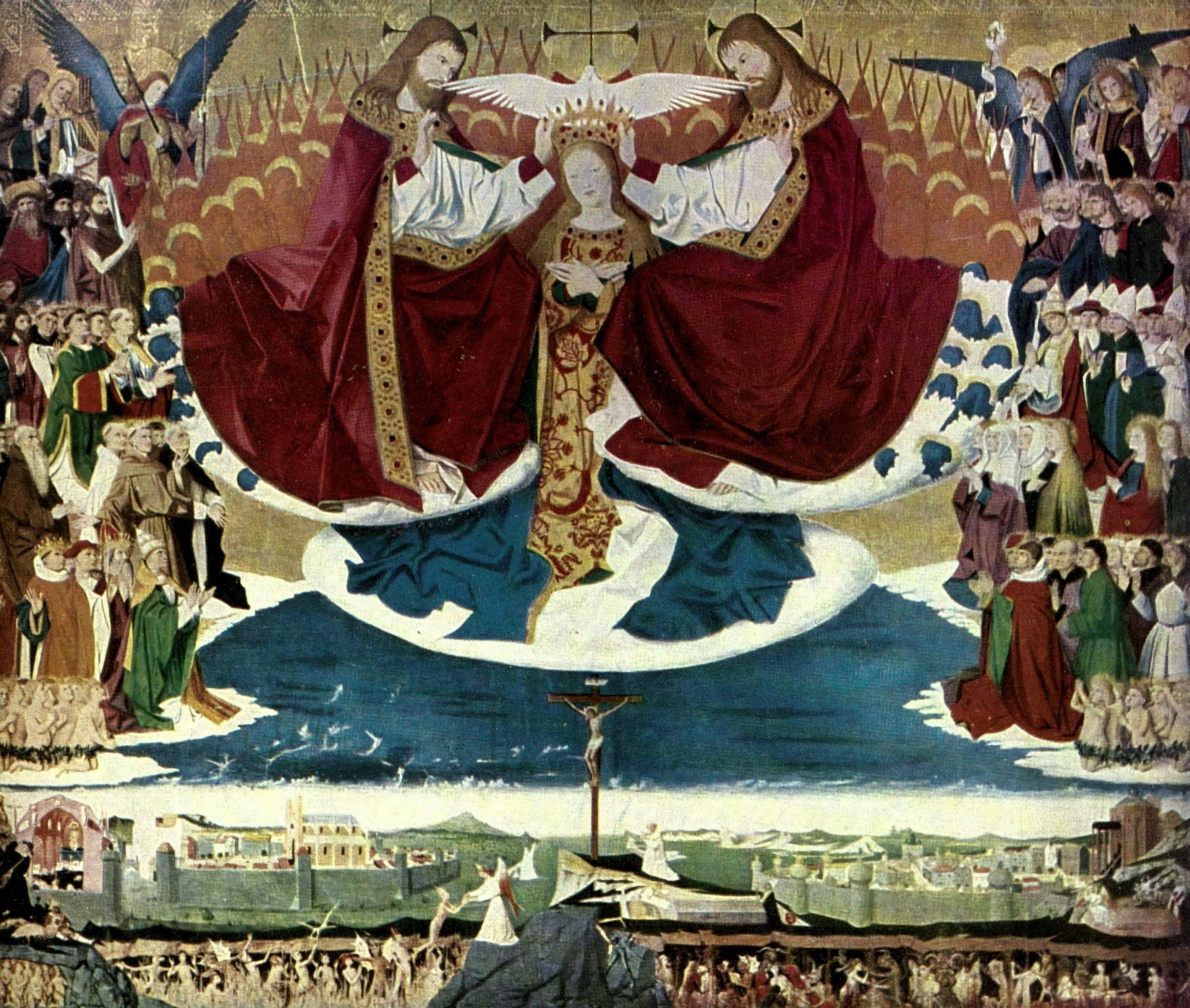 Old Masters 1900 Coronation of Mary Canvas Art - Enguerrand Charonton (24 x 36)
