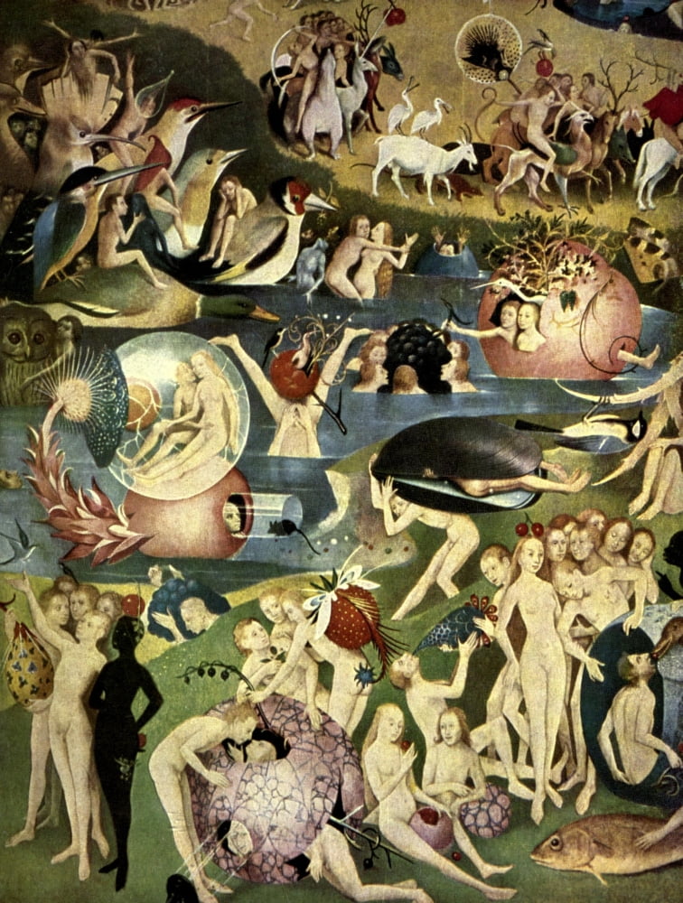 Old Masters 1900 Garden of Lust 2 (detail) Canvas Art - Hieronymous Bosch (24 x 36)