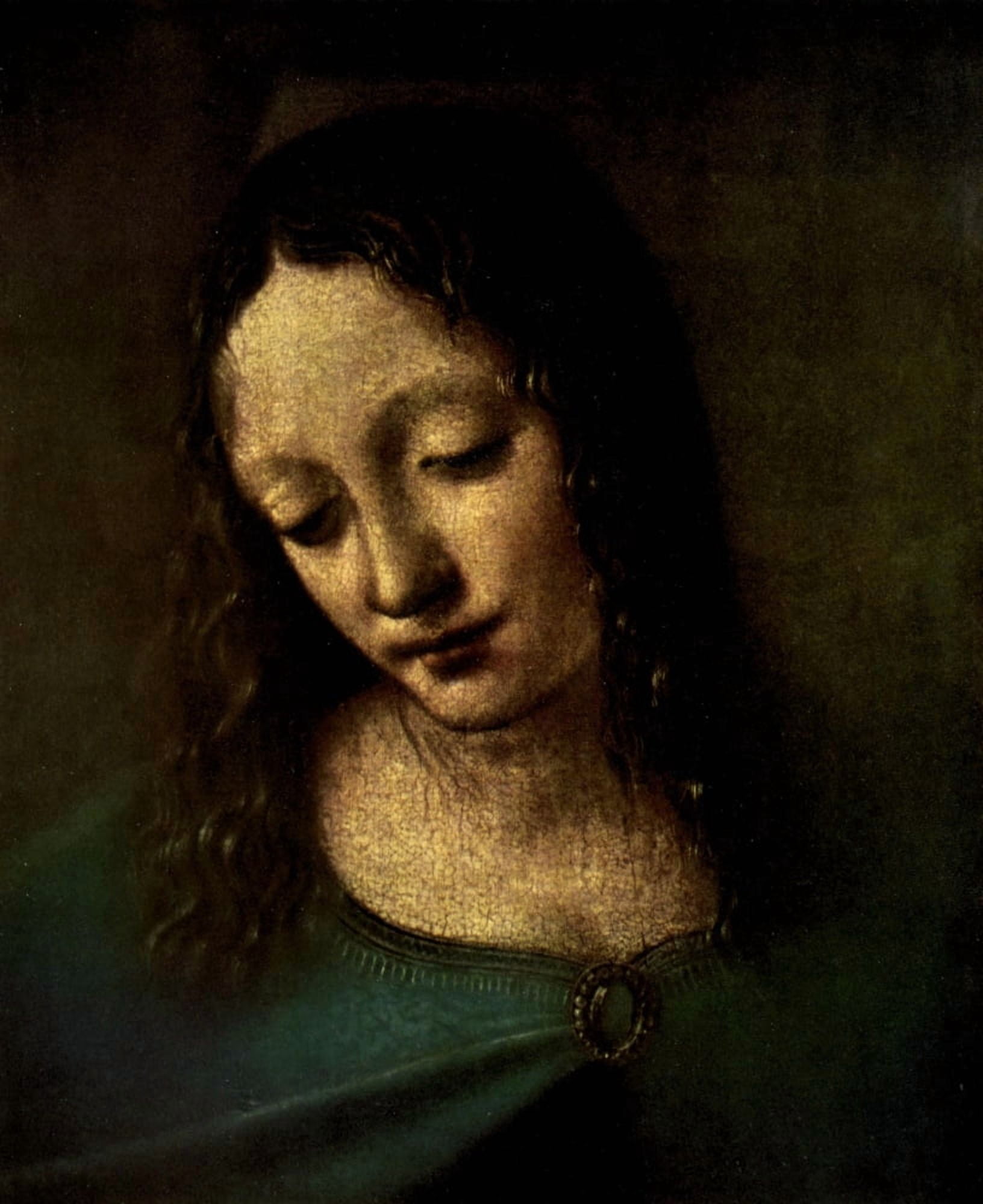 Old Masters 1900 Madonna in the Grotto (detail) Canvas Art - Leonardo Da Vinci (18 x 24)