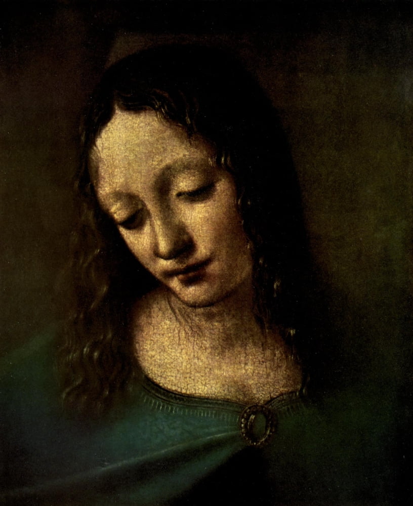 Old Masters 1900 Madonna in the Grotto (detail) Canvas Art - Leonardo Da Vinci (24 x 36)