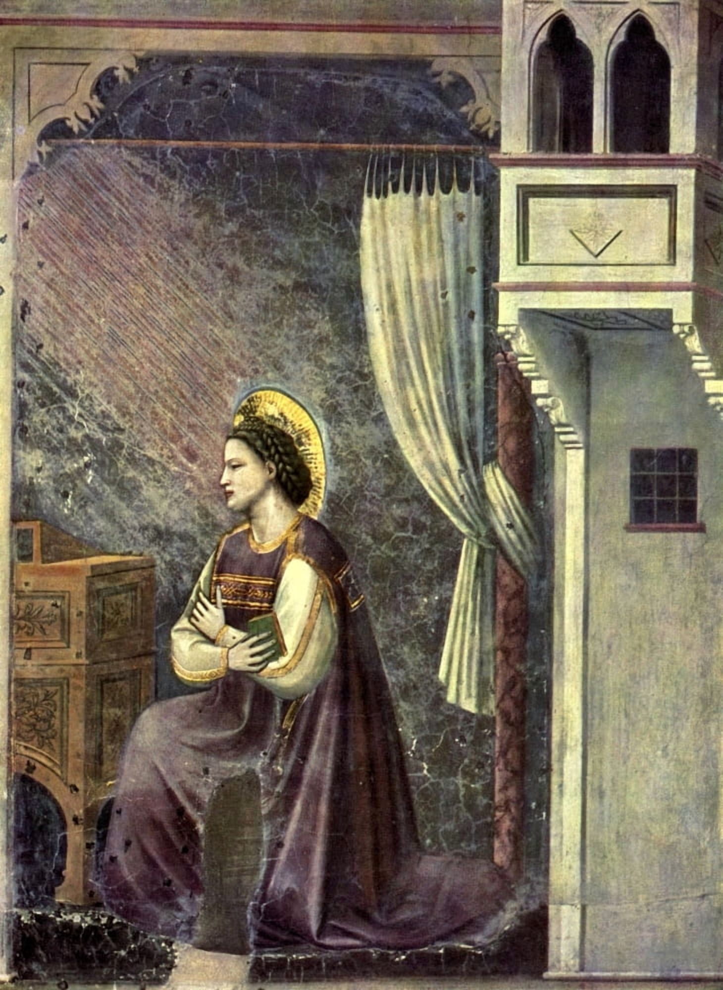 Old Masters 1900 Mary from the Annunciation (mural) Canvas Art - Giotto (18 x 24)