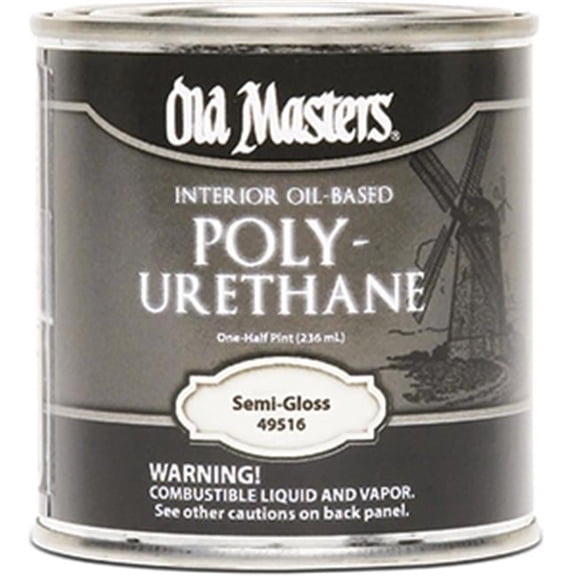 1/2 pt Old Masters 49516 Clear Polyurethane Oil-Based Interior Finish, Semi-Gloss