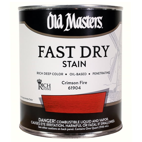 Old Masters 61904 Crimson Fire Fast Dry Wood Stain - 1 Quart