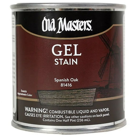 1/2 pt Old Masters 81416 Spanish Oak Gel Stain Oil-Based Stain