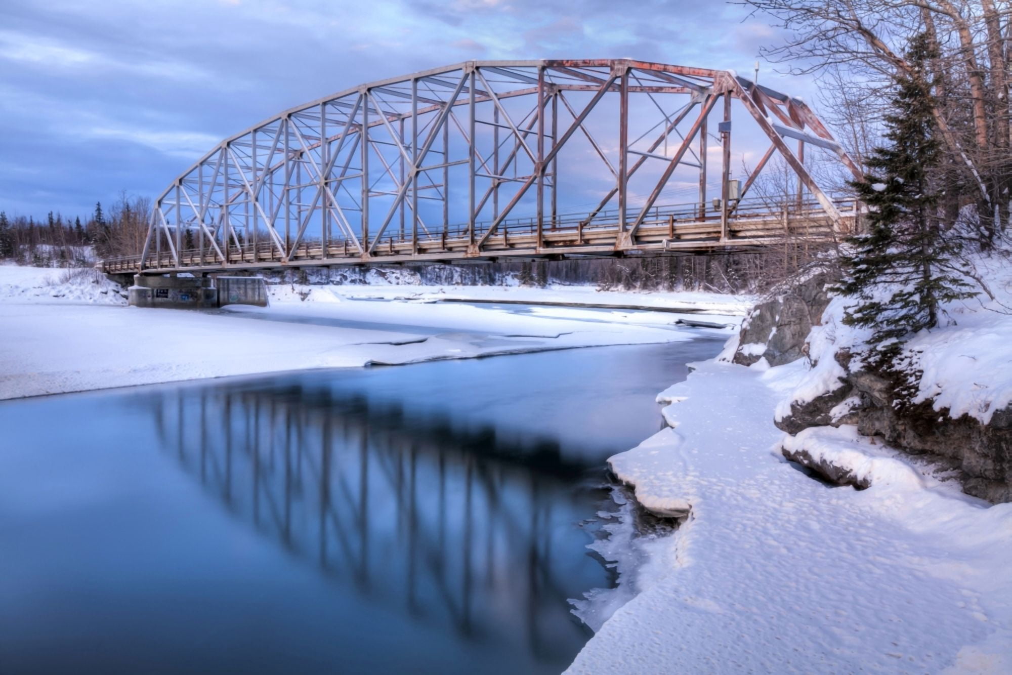 Old Matanuska River Bridge near Palmer in Southcentral Alaska Winter HDR Canvas Art - Lucas Payne Design Pics (38 x 24)