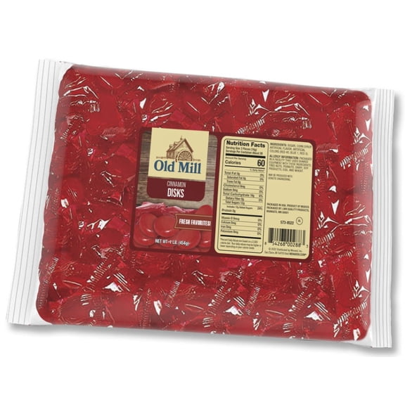 Old Mill Cinnamon Disks Hard Candy Individually Wrapped, 16 Ounce Bag