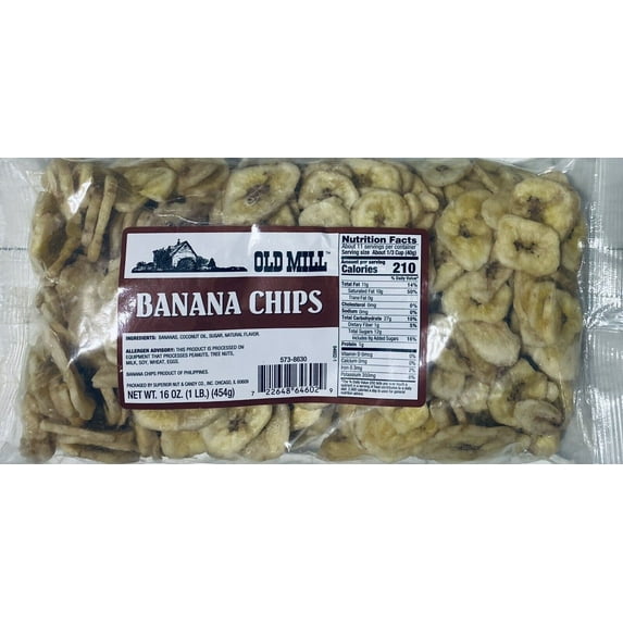 Old Mill Dried Banana Chips 16 oz Bag FRESH