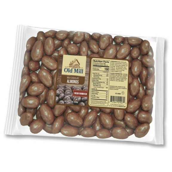 Old Mill Milk Chocolate Covered Almonds Candy,  16 oz Bag
