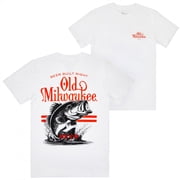 Old Milwaukee 897076-4xlarge Old Milwaukee Bass Fishing Front & Back Print T-Shirt - White - 4XL