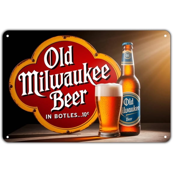 Old Milwaukee Beer tin sign Vintage Old Milwaukee Beer Metal Sign for Garden & Yard Bar Porch Garage Home Bedroom Kitchen Decor Gift 8 x12 easy to hang