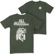 Old Milwaukee Drinking Fish Front and Back Print T-Shirt-2XLarge