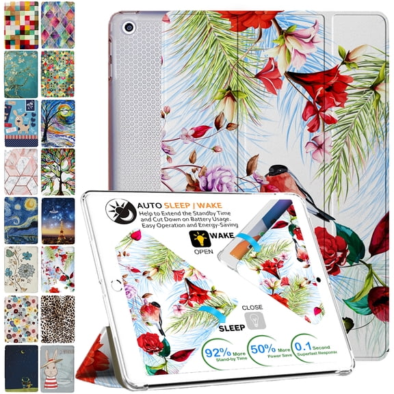 Old Model iPad 2nd Gen 9.7" 2011 TPU Case A1395 A1396 A1397 MC769LL/A MC770LL/A MC954LL/A MC960LL/A MC979LL/A MC980LL/A MC989LL/A MC916LL/A MC981LL/A MC957LL/A MC755LL/A Printed Birds & Flowers