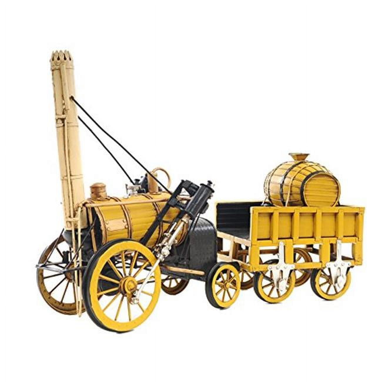 Handcrafted Yellow Iron Stephenson Rocket Steam Locomotive Model