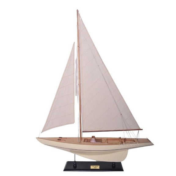Old Modern Handicrafts Y137 24 in. Columbia Painted Large Sailboat Schooner Yacht Model