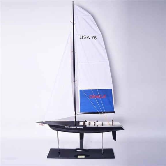 Old Modern Handicrafts Y173 31 in. BMW Oracle Painted Medium Sailboat Schooner Yacht Model