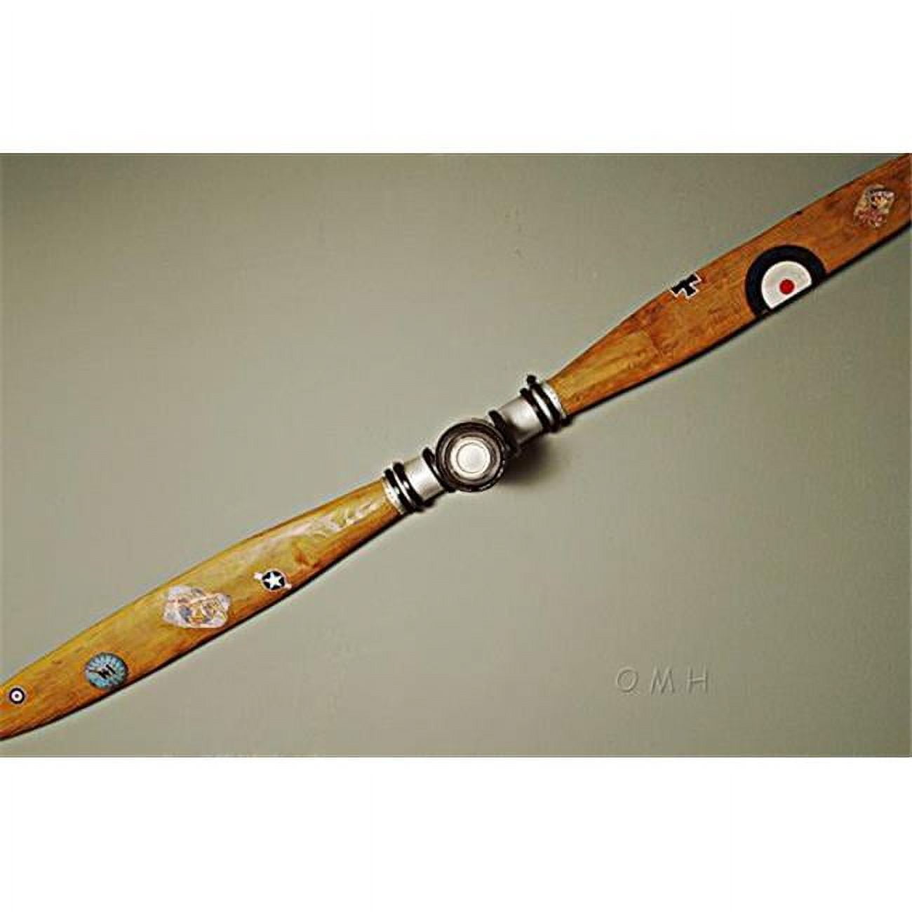 Vintage Brown Wood and Brass Airplane Propeller Sculpture