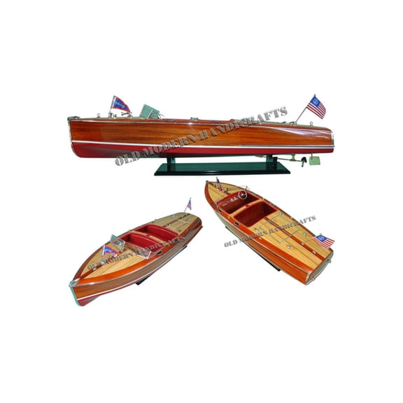 Old Modern Handicrafts Chris Craft Barrel Back Painted Medium Speedboat Model