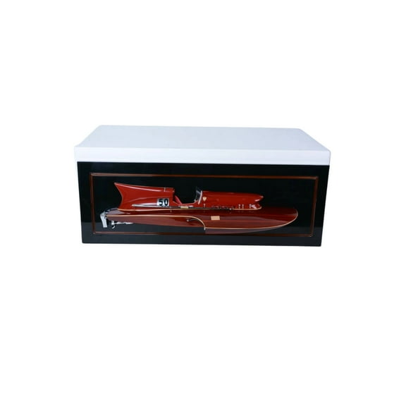 Old Modern Handicrafts H066 39 in. Ferrari Hydroplane Half-Hull Racing Boat Model