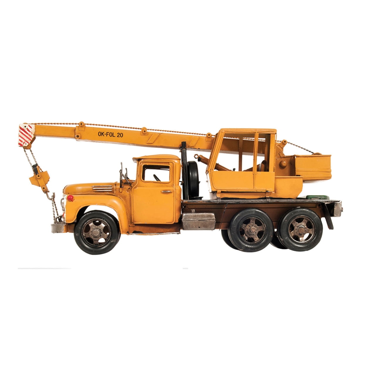 Old Modern Handicrafts Metal Handmade Tin Crane Truck Model