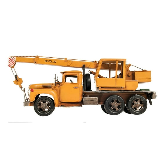Old Modern Handicrafts Metal Handmade Tin Crane Truck Model