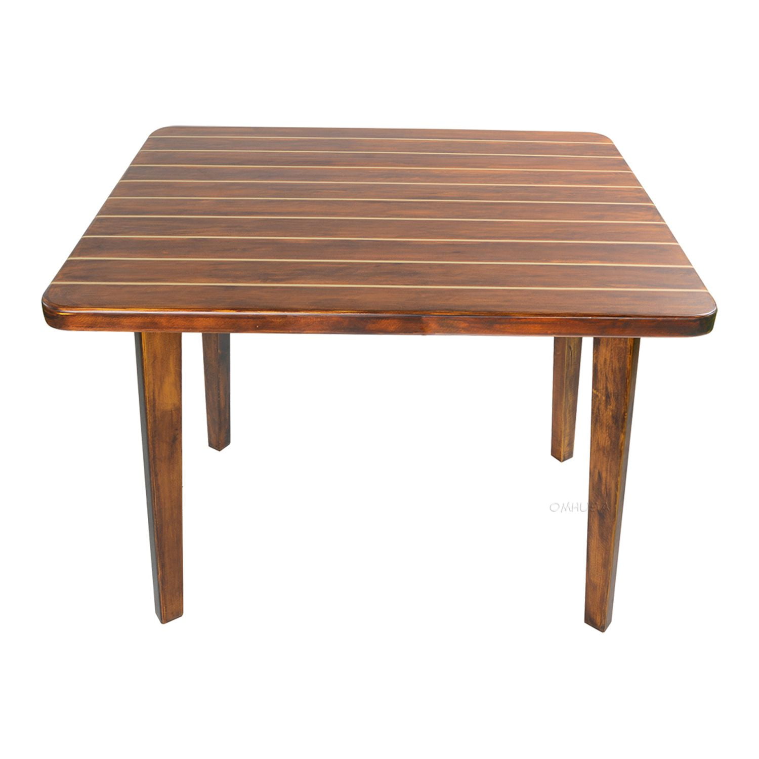 Medium Brown Solid Cedar Nautical Dining Table with Inlay Stripes