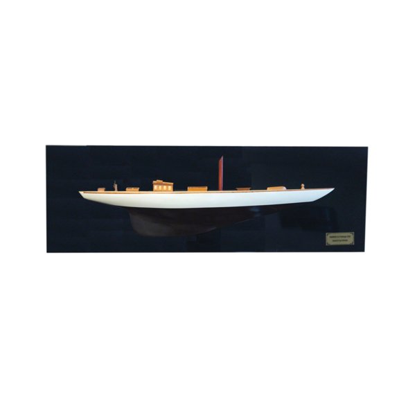 Old Modern Handicrafts Shamrock Brown - White Painted Half-Hull Model Boat Yacht Handmade