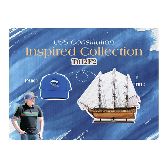 Old Modern Handicrafts T012F2 Ultimate USS Constitution Combo of Model Ship & Classic Hat