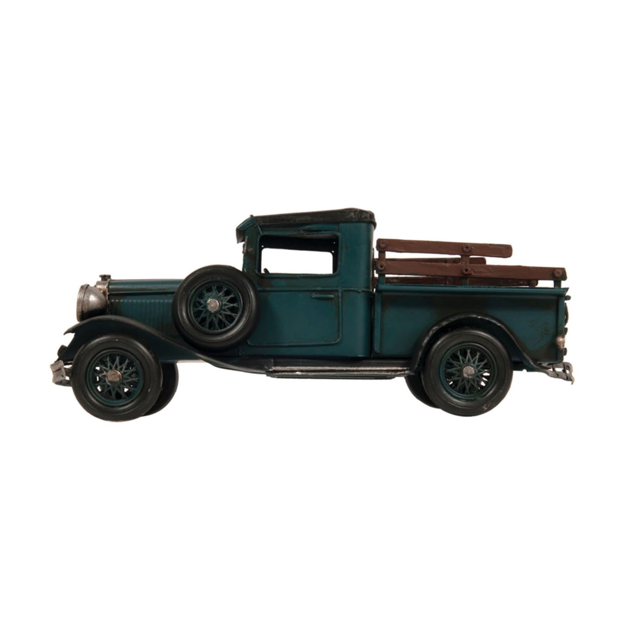 Handcrafted Vintage Green Tin Model A Pickup Truck
