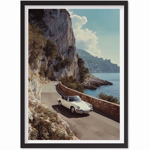 Old Money Aesthetic Luxury Car Wall Art Vogue Poster Coastal Drive Poster Retro, Matte Canvas Stretched, Posters for Room Bedroom Living Room Bathroom Wall Decor, Posters & Art Prints, Gift.
